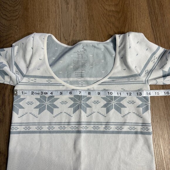 Intimately Free People fair isle tee white gray base layer M/L snowflake - Picture 6 of 7